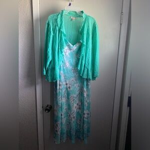 Dress Barn women’s size 20 beautiful dress with Chrochet cardigan